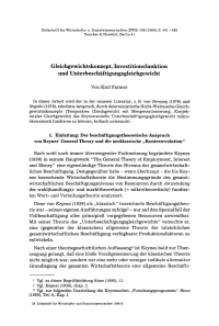 Gleichgewichtskonzept, Investitionsfunktion und Unterbeschäftigungsgleichgewicht