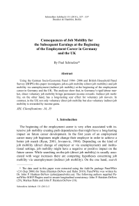 Consequences of Job Mobility for the Subsequent Earnings at the Beginning of the Employment Career in Germany and the UK