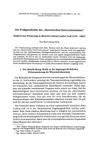 Zur Frühgeschichte des „theoretischen Interventionismus“. Zugleich eine Erinnerung an Heinrich Ludwig Lambert Gall (1794 - 1863)