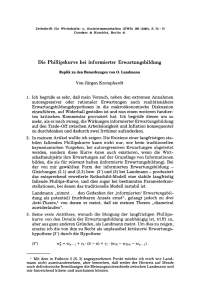 Die Phillipskurve bei informierter Erwartungsbildung. Replik zu den Bemerkungen von O. Landmann