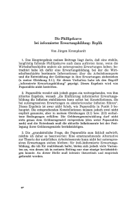 Die Phillipskurve bei informierter Erwartungsbildung: Replik