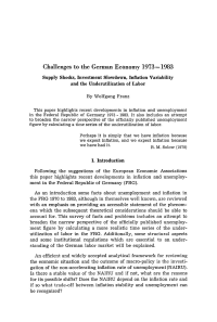 Challenges to the German Economy 1973—1983