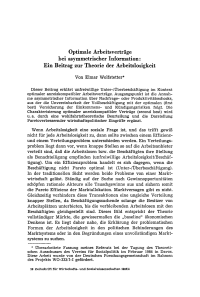 Optimale Arbeitsverträge bei asymmetrischer Information: Ein Beitrag zur Theorie der Arbeitslosigkeit