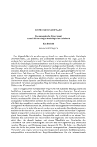 Das europäische Experiment Annali di Sociologia/Soziologisches Jahrbuch. Ein Bericht