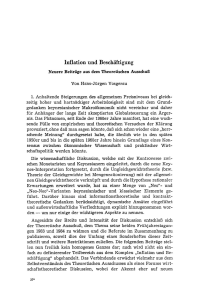 Inflation und Beschäftigung. Neuere Beiträge aus dem Theoretischen Ausschuß