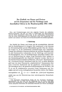 Der Einfluß von Zinsen und Preisen auf die Ersparnisse und die Nachfrage nach dauerhaften Gütern in der Bundesrepublik 1961 - 1981