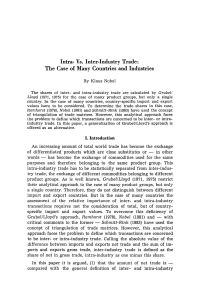 Intra- Vs. Inter-Industry Trade: The Case of Many Countries and Industries