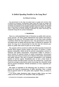 Is Deficit Spending Feasible in the Long Run?