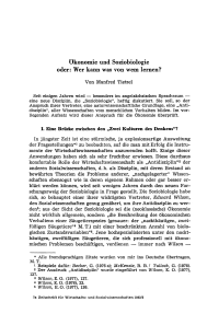 Ökonomie und Soziobiologie oder: Wer kann was von wem lernen?