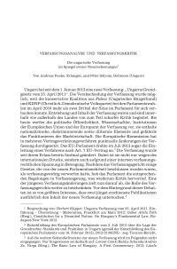 Verfassungsanalyse und Verfassungskritik. Die ungarische Verfassung im Spiegel zweier Neuerscheinungen