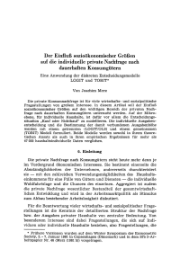 Der Einfluß sozioökonomischer Größen auf die individuelle private Nachfrage nach dauerhaften Konsumgütern