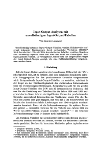Input-Output-Analysen mit unvollständigen Input-Output-Tabellen