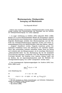 Maximumprinzip, Gleichgewichtsbewegung und Marktzutritt