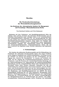 Die Strukturberichterstattung der Wirtschaftsforschungsinstitute