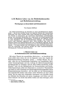 A. H. Maslows Lehre von der Bedürfnishierarchie und Bedürfnisentwicklung