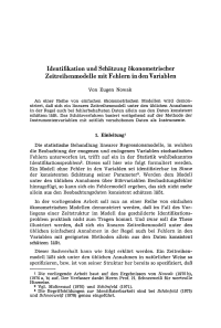 Identifikation und Schätzung ökonometrischer Zeitreihenmodelle mit Fehlern in den Variablen