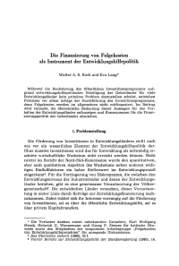 Die Finanzierung von Folgekosten als Instrument der Entwicklungshilfepolitik