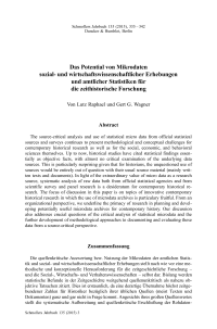 Das Potential von Mikrodaten sozial- und wirtschaftswissenschaftlicher Erhebungen und amtlicher Statistiken für die zeithistorische Forschung