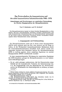Das Preisverhalten des konzentrierten und des nicht konzentrierten Industriebereichs 1966-1976