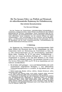 Die Tax Incomes Policy von Wallich und Weintraub als mikroökonomische Ergänzung der Globalsteuerung
