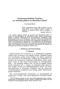 Sozialwissenschaftliche Probleme von Arbeitskonflikten im öffentlichen Dienst