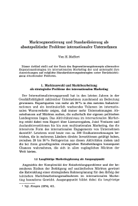 Marktsegmentierung und Standardisierung als absatzpolitische Probleme internationaler Unternehmen