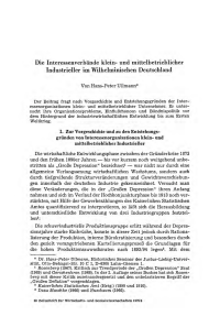 Die Interessenverbände klein- und mittelbetrieblicher Industrieller im Wilhelminischen Deutschland