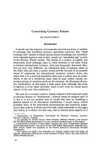 Concerning Currency Unions