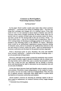 Comment on David Laidler’s “Concerning Currency Unions”