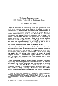 Optimum Currency Areas and Natural Variability in Exchange Rates