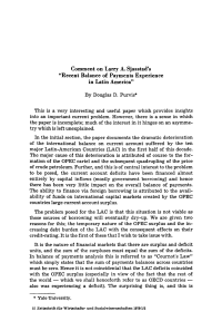 Comment on Larry A. Sjaastad’s “Recent Balance of Payments Experience in Latin America”