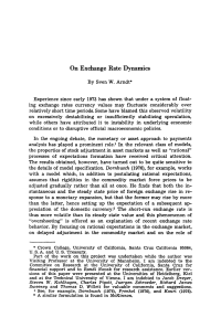 On Exchange Rate Dynamics