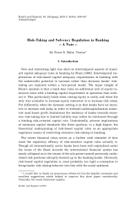 Risk-Taking and Solvency Regulation in Banking – A Note –