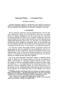 Industrial Policy — A Sceptical View