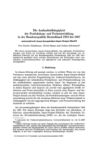 Die Auslandsabhängigkeit der Produktions- und Preisentwicklung in der Bundesrepublik Deutschland 1954 bis 1967