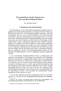Die kapitaltheoretische Kontroverse; Test zum Reswitching-Problem