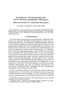 Kapitalkosten, Portfoliogleichgewicht und die Wirkung geldpolitischer Maßnahmen