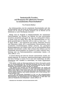 Institutionelle Ursachen und Hemmnisse für inflationäre Prozesse in sozialistischen Planwirtschaften