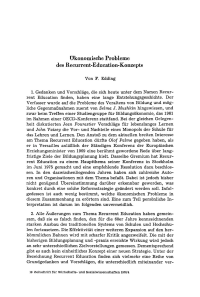 Ökonomische Probleme des Recurrent-Education-Konzepts