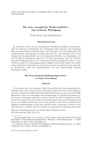 Die neue europäische Bankenaufsicht – eine kritische Würdigung