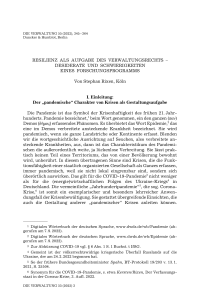 Resilienz als Aufgabe des Verwaltungsrechts – Desiderate und Schwierigkeiten eines Forschungsprogramms