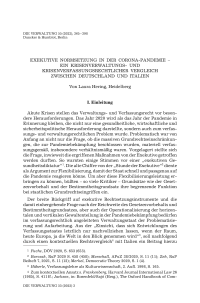 Exekutive Normsetzung in der Corona-Pandemie – ein krisenverwaltungs- und krisenverfassungsrechtlicher Vergleich zwischen Deutschland und Italien