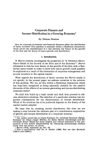 Corporate Finance and Income Distribution in aGrowing Economy