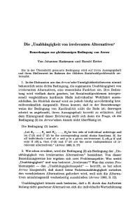 Die „Unabhängigkeit von irrelevanten Alternativen“ Bemerkungen zur gleichnamigen Bedingung von Arrow