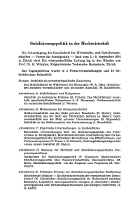 Stabilisierungspolitik in der Marktwirtschaft