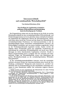 Interessenverbände und sozialstaatliche Wirtschaftspolitik