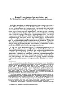 Kosten-Nutzen-Analyse, Programmbudget und die Rationalisierung öffentlicher Investitionsentscheidungen