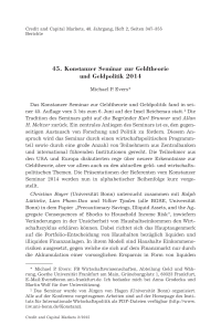 45. Konstanzer Seminar zur Geldtheorie und Geldpolitik 2014