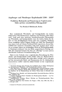 Augsburger und Nürnberger Kupferhandel 1500 — 1619