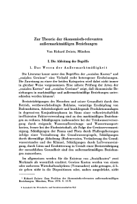 Zur Theorie der ökonomisch-relevanten außermarktmäßigen Beziehungen